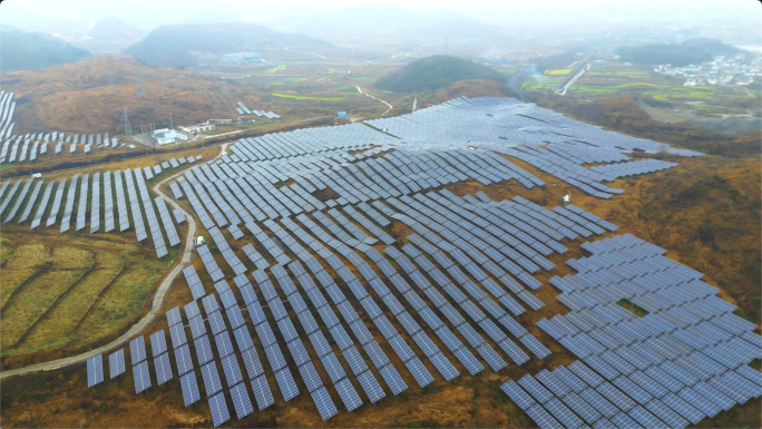 4K光伏板太阳能发电站新能源光伏发电合集