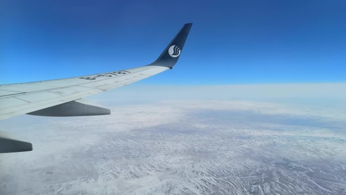 客机上俯拍雪地4k原视频