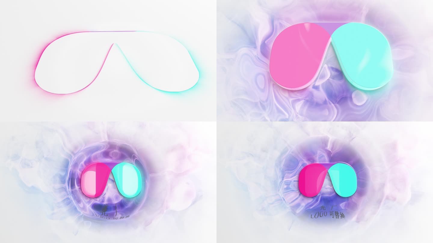 优雅3D水波涟漪标志logo演绎片头片尾