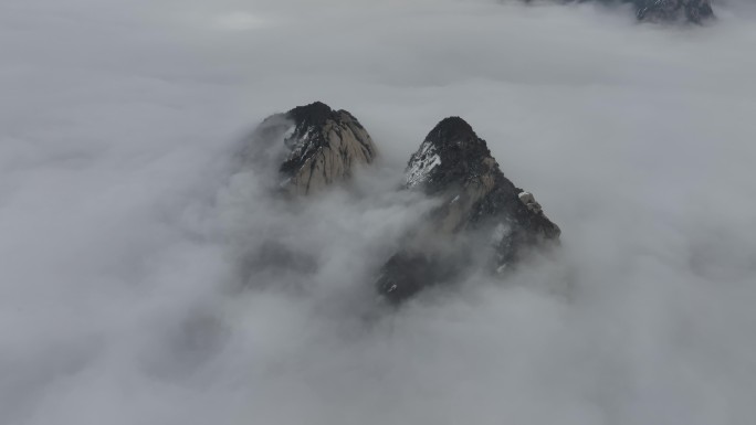 渭南华阴华山航拍4K陕西旅游宣传华山雪景