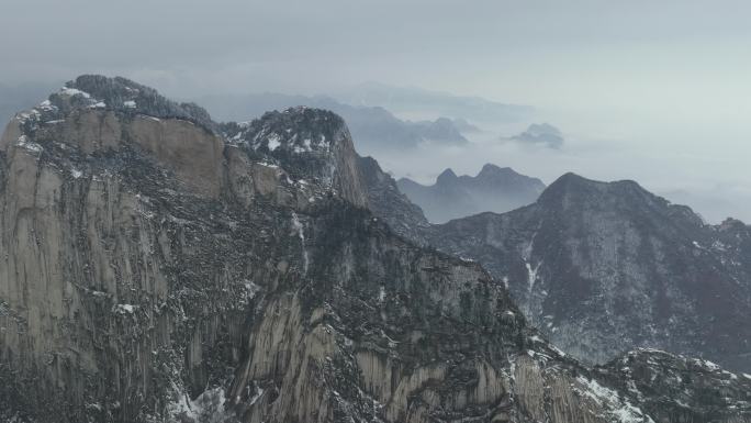 渭南华阴华山云海延时陕西旅游宣传华山雪景