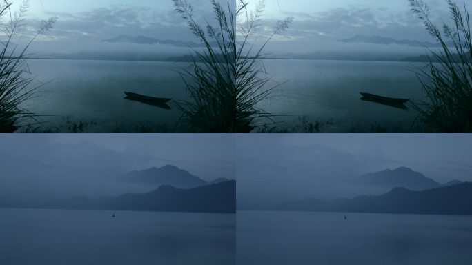 清晨云雾湖边