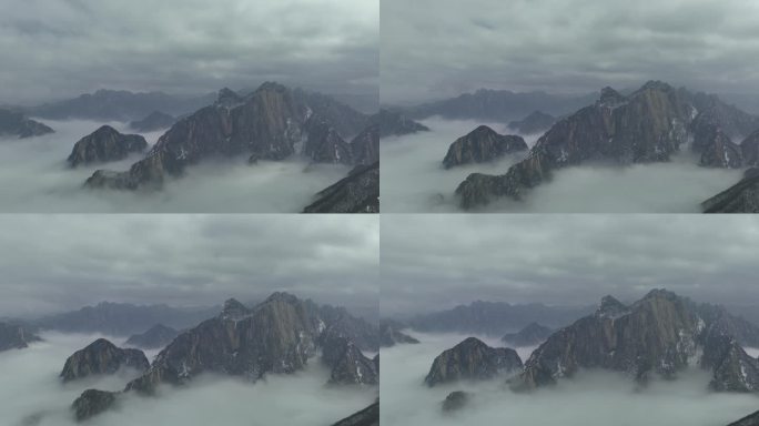 渭南华阴华山云海延时陕西旅游宣传华山雪景