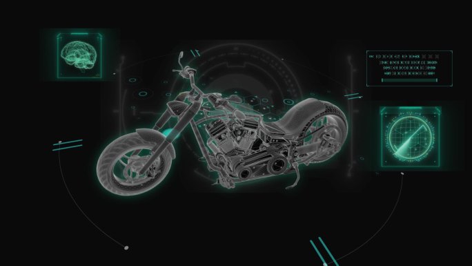 哈雷摩托车HUD科技界面展示素材