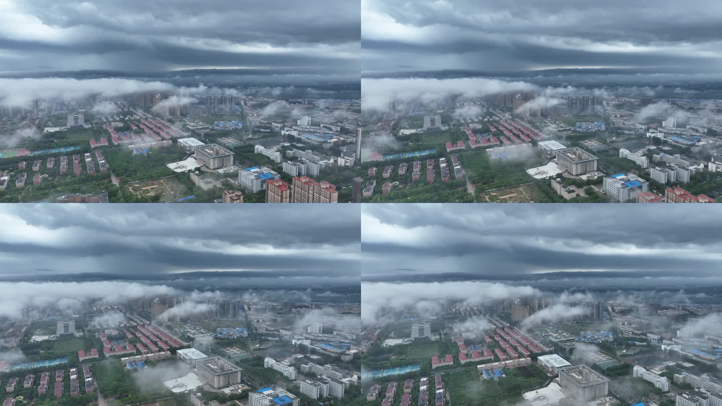 新乡市区市政府航拍穿云