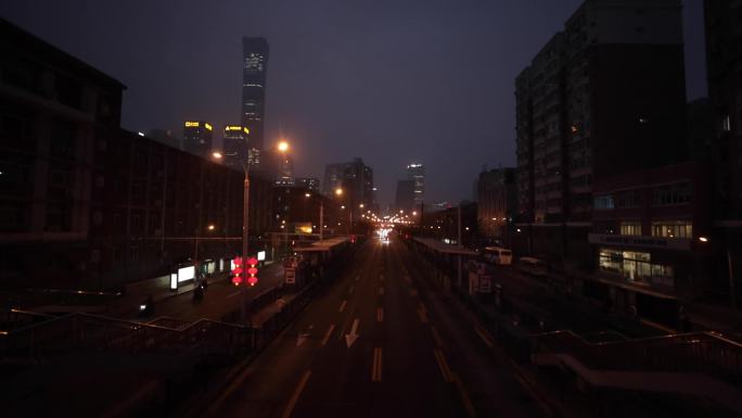 北京城市街道车流延时