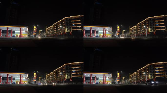 夜晚加油站城市夜景丨4K丨原创实拍