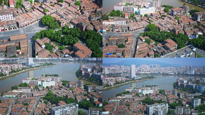 开平三大埠之一狄海埠骑楼老街区航拍