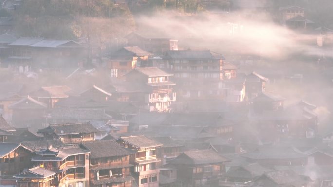 贵州西江千户苗寨航拍