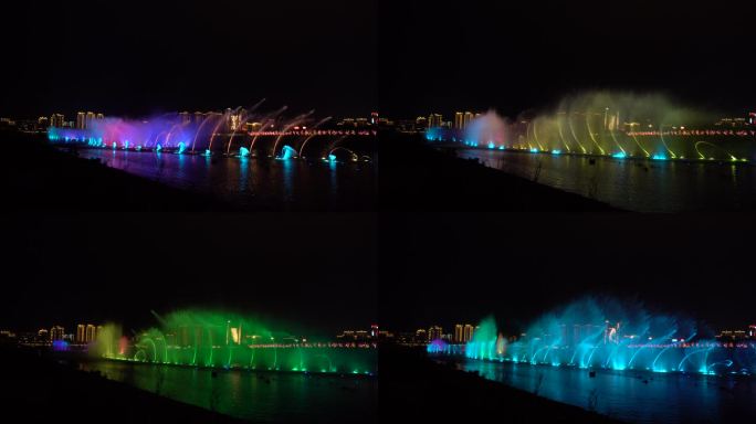 城市夜景喷泉灯光秀丨4K丨原创实拍