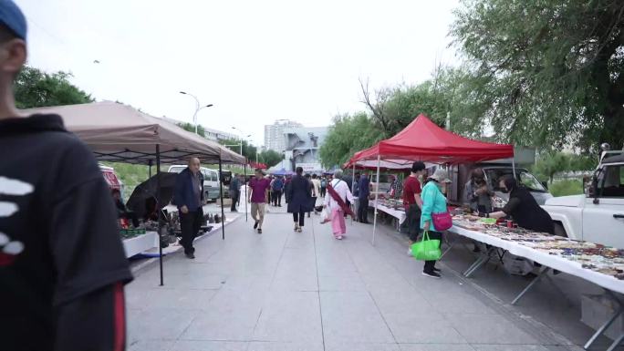 延边早市 水上市场 长镜头 街道穿行