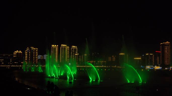 城市夜晚音乐喷泉丨4K丨原创实拍