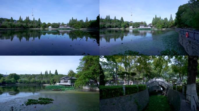 武汉汉阳莲花湖公园园林风光4K视频合集