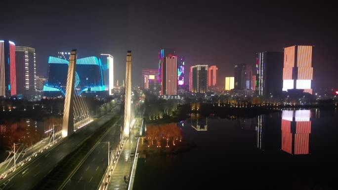郑州龙子湖夜景航拍