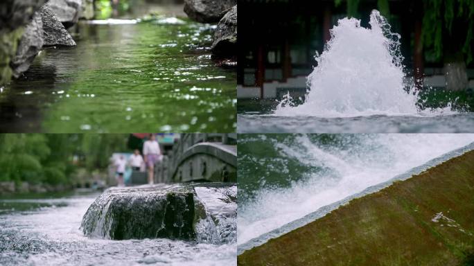 航拍泉水喷涌泉水公园