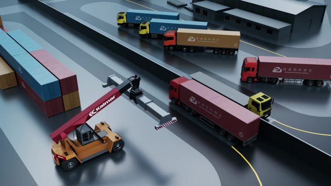 卡车运输集装箱3D视频素材