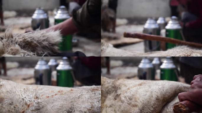 西藏羊毛衫 羊皮缝制 高原的寒冷