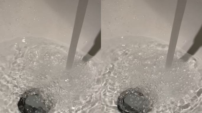 洗手盆水流 放水特写 竖屏