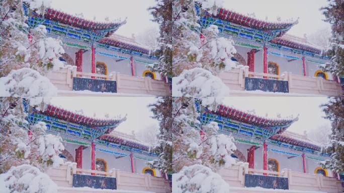 4K冬季下雪酒泉西汉胜迹升格唯美空镜头