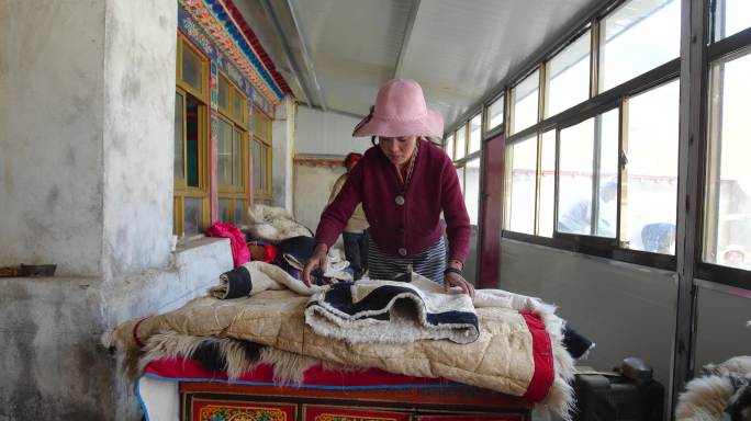 藏族姑娘 藏族大爷 藏族老人 藏族制衣