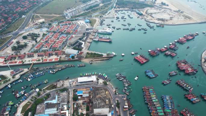 北海银滩 电建渔港 渔船停泊 出海 航拍