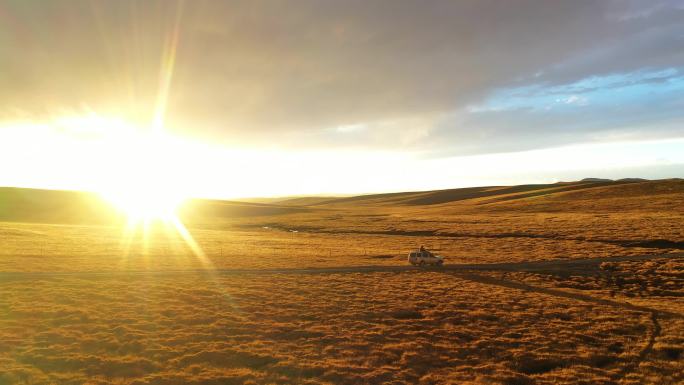 夕阳日落 冬季牧场 牧场 草场 牦牛养殖