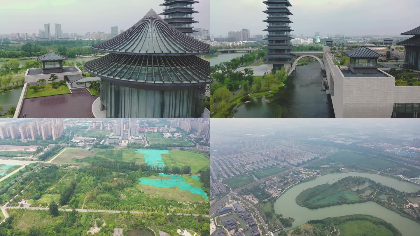 杭州大运河博物馆及周边城市景观航拍