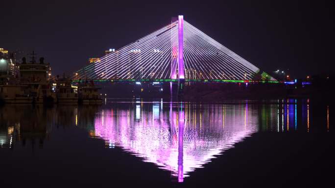 嘉陵江三桥城市夜景丨4K丨原创实拍