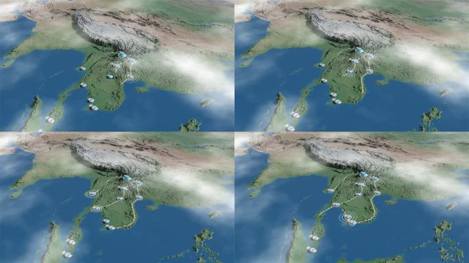 东南亚大瑞铁路3D地图动画