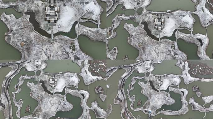 扬州北湖湿地公园雪景原创4K