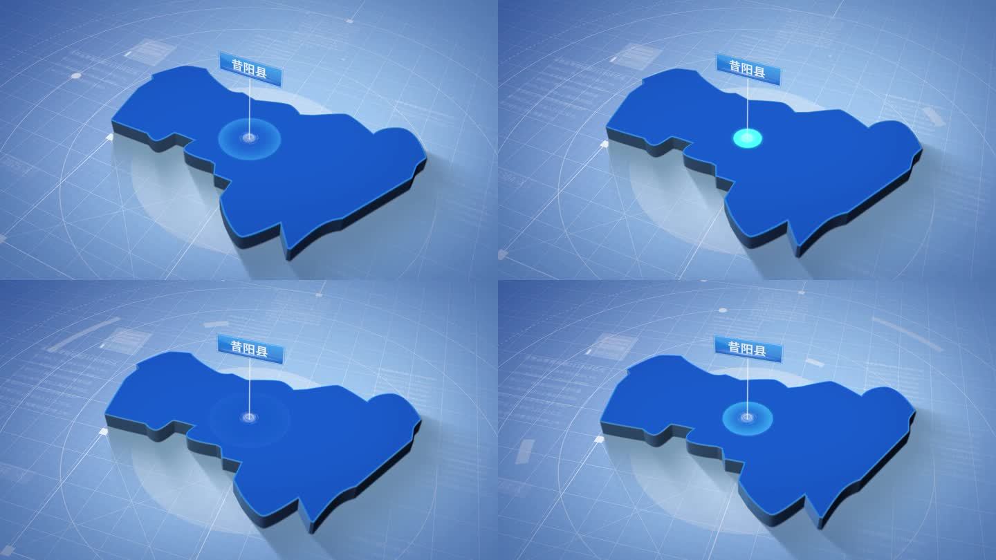 晋中市昔阳县蓝色三维地图科技感
