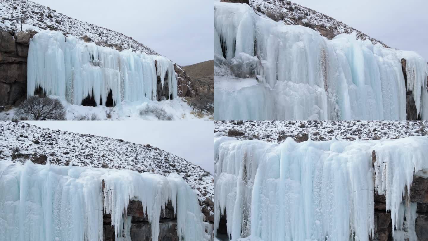 商用：4K大景航拍贺兰山冰瀑雪景