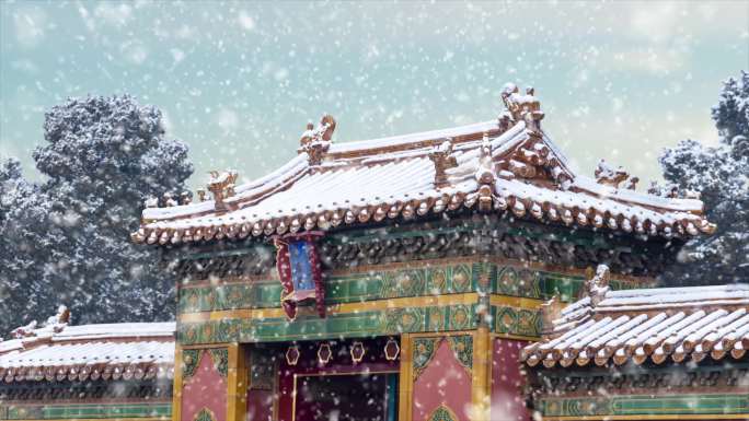 北京故宫雪景视频背景