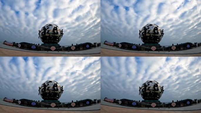 北海银滩潮雕云海延时摄影