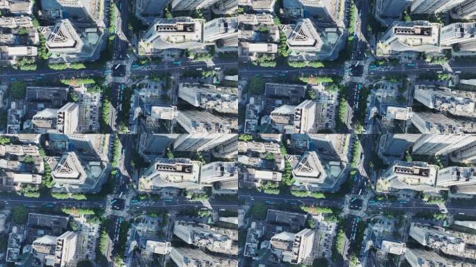 航拍福州城市十字路口交通车流