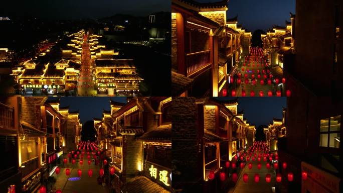 4K航拍湘西州吉首乾州古城夜景