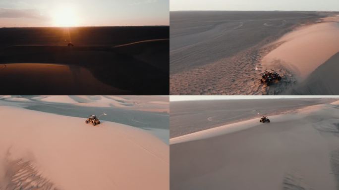 航拍UTV在沙漠里飞驰