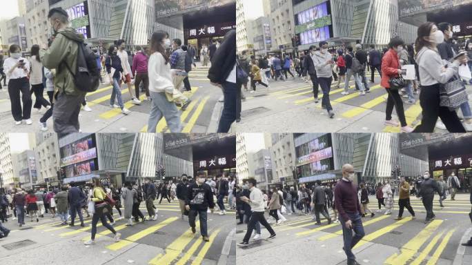 香港街头行人过马路