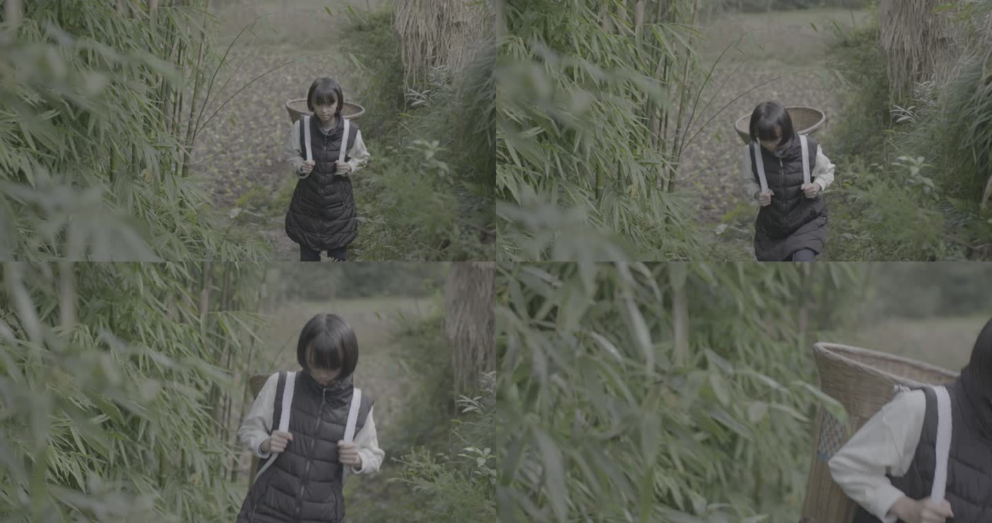 【4K灰度】山区女孩背篼辛酸童年
