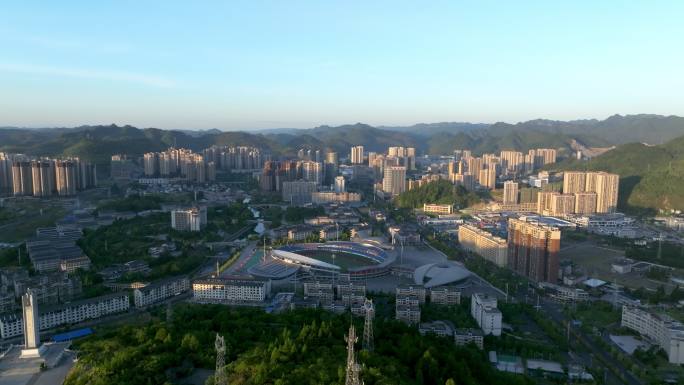 4K航拍湘西州吉首城市空镜