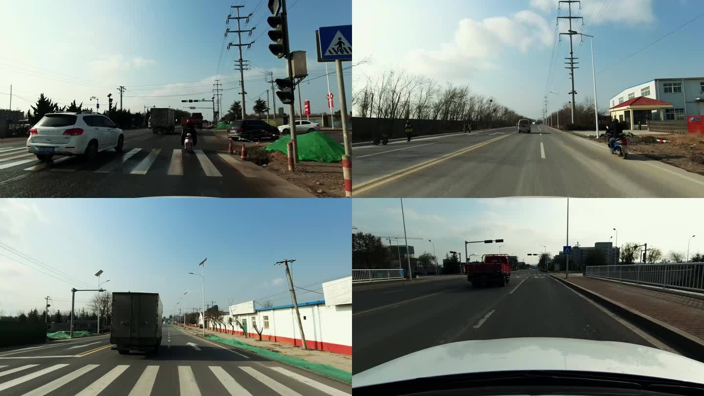 青岛高新区城区公路马路交通开车纪录实拍