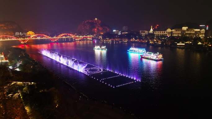 航拍柳州夜景柳州夜色