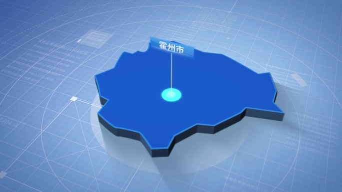 临汾市霍州市蓝色三维地图科技感