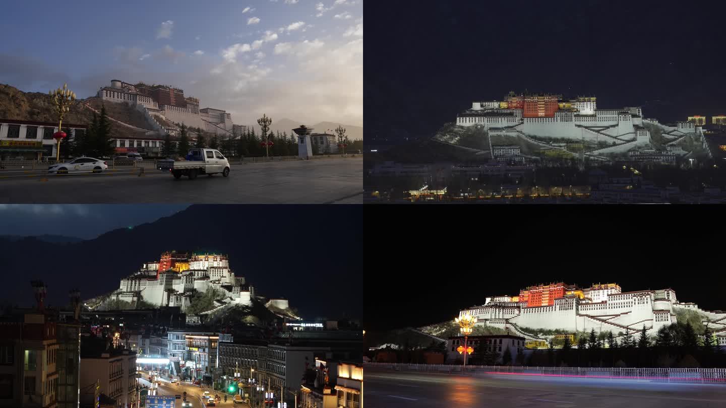 西藏拉萨布达拉宫日夜延时