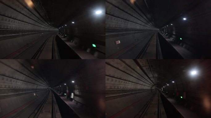 地铁隧道第一视角 平稳运行