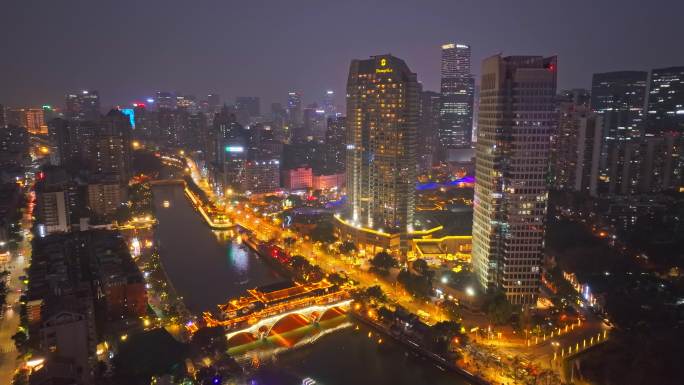 成都香格里拉酒夜景航拍