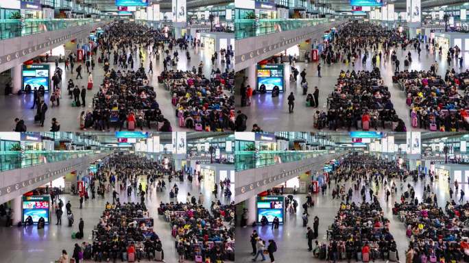 8k春节返城高铁站客流延时