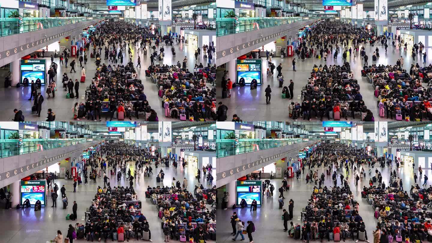 8k春节返城高铁站客流延时
