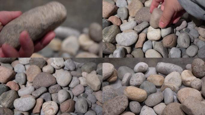 【镜头合集】鹅卵石岩层石头石子  (1)