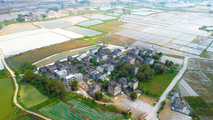 江门市开平碉楼自立村航拍